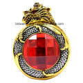 Gold Pocket Watch with Red Gemstone for Ladies